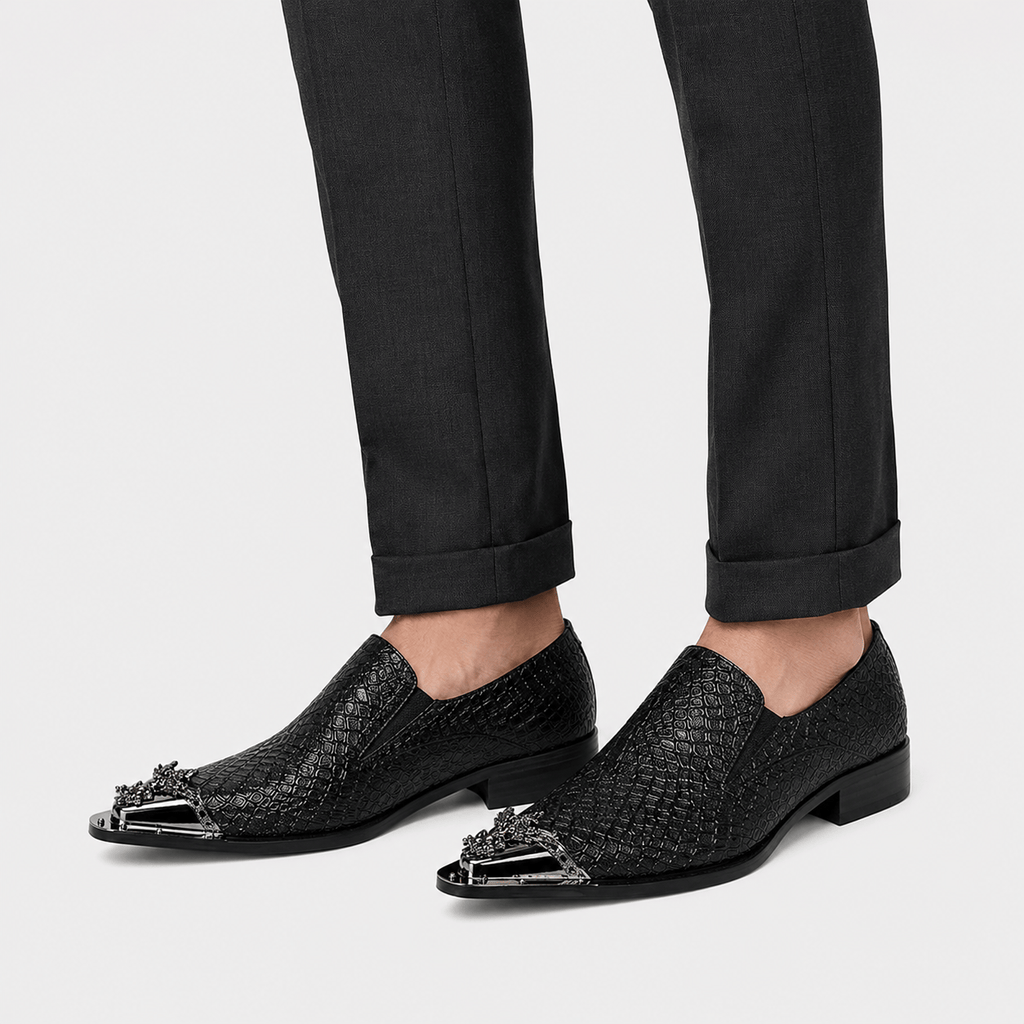 Ma boutique Mens Black Patent Leather Loafers – Italian Style Slip-On Brown Formal Dress Shoes