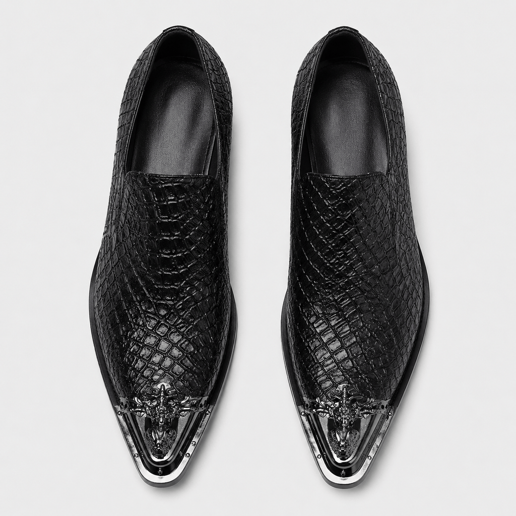 Ma boutique Mens Black Patent Leather Loafers – Italian Style Slip-On Brown Formal Dress Shoes