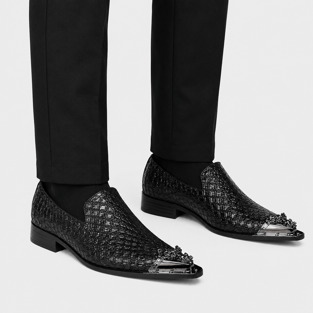 Ma boutique Mens Black Patent Leather Loafers – Italian Style Slip-On Brown Formal Dress Shoes