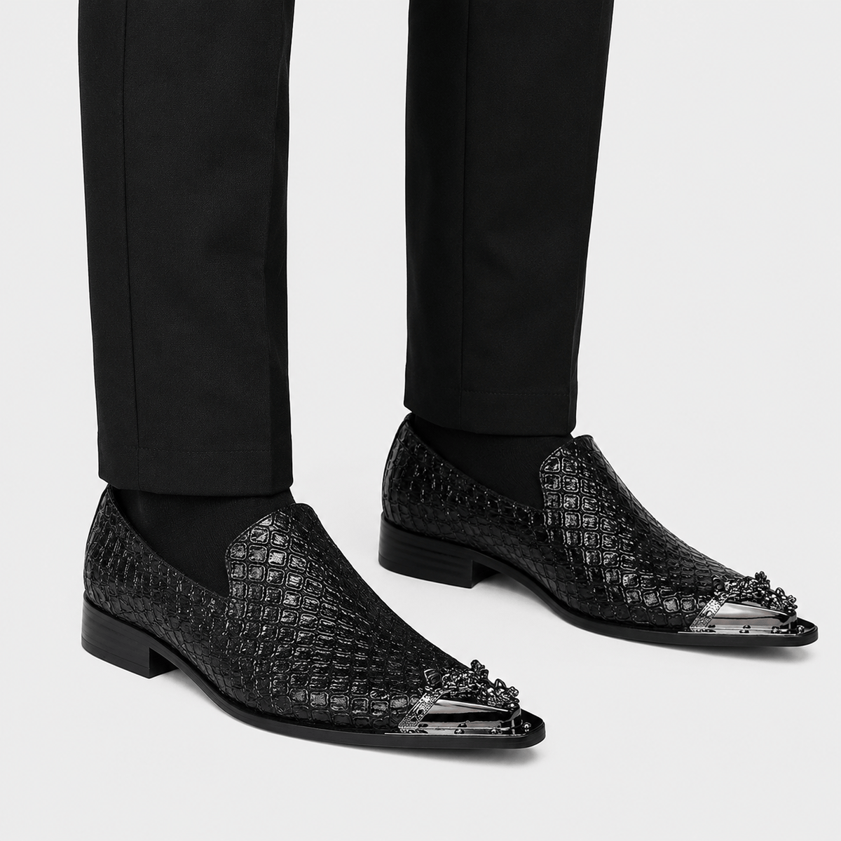 Ma boutique Mens Black Patent Leather Loafers – Italian Style Slip-On Brown Formal Dress Shoes
