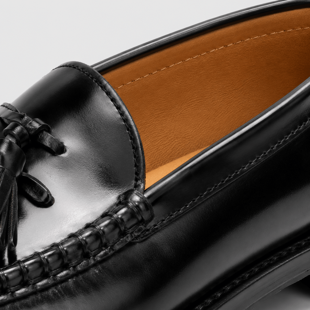 Ma boutique Mens Black Patent Leather Tassel Loafers – Vintage Slip-On Smart Casual Shoes