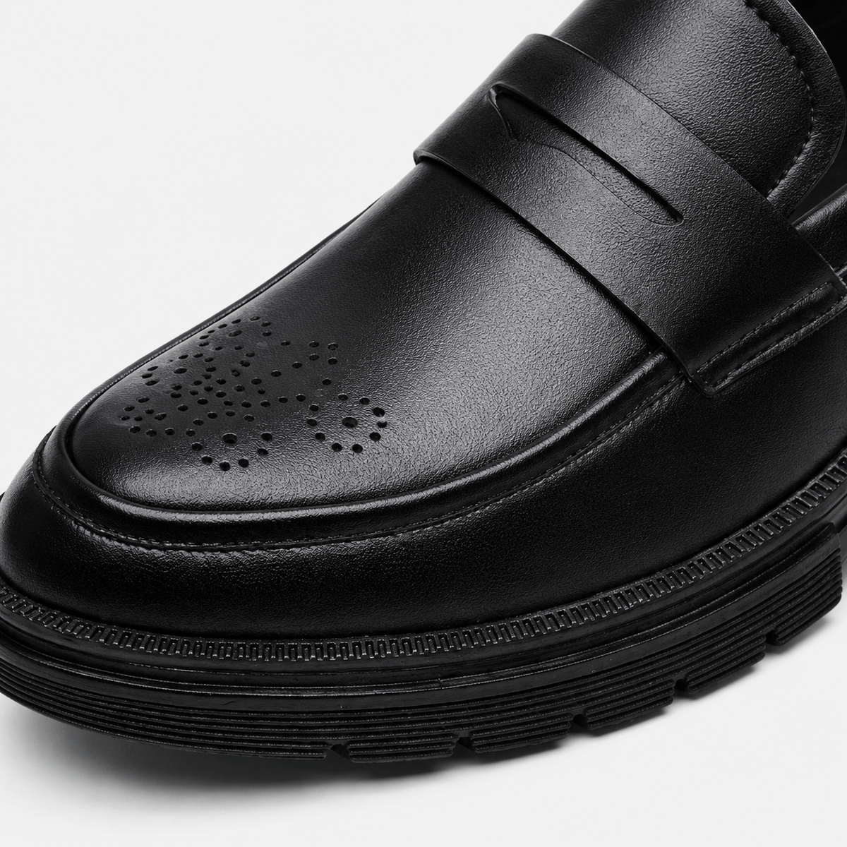 Ma boutique Mens Black Penny Loafers – Thick Sole Business Dress Shoes for Office & Smart Casual