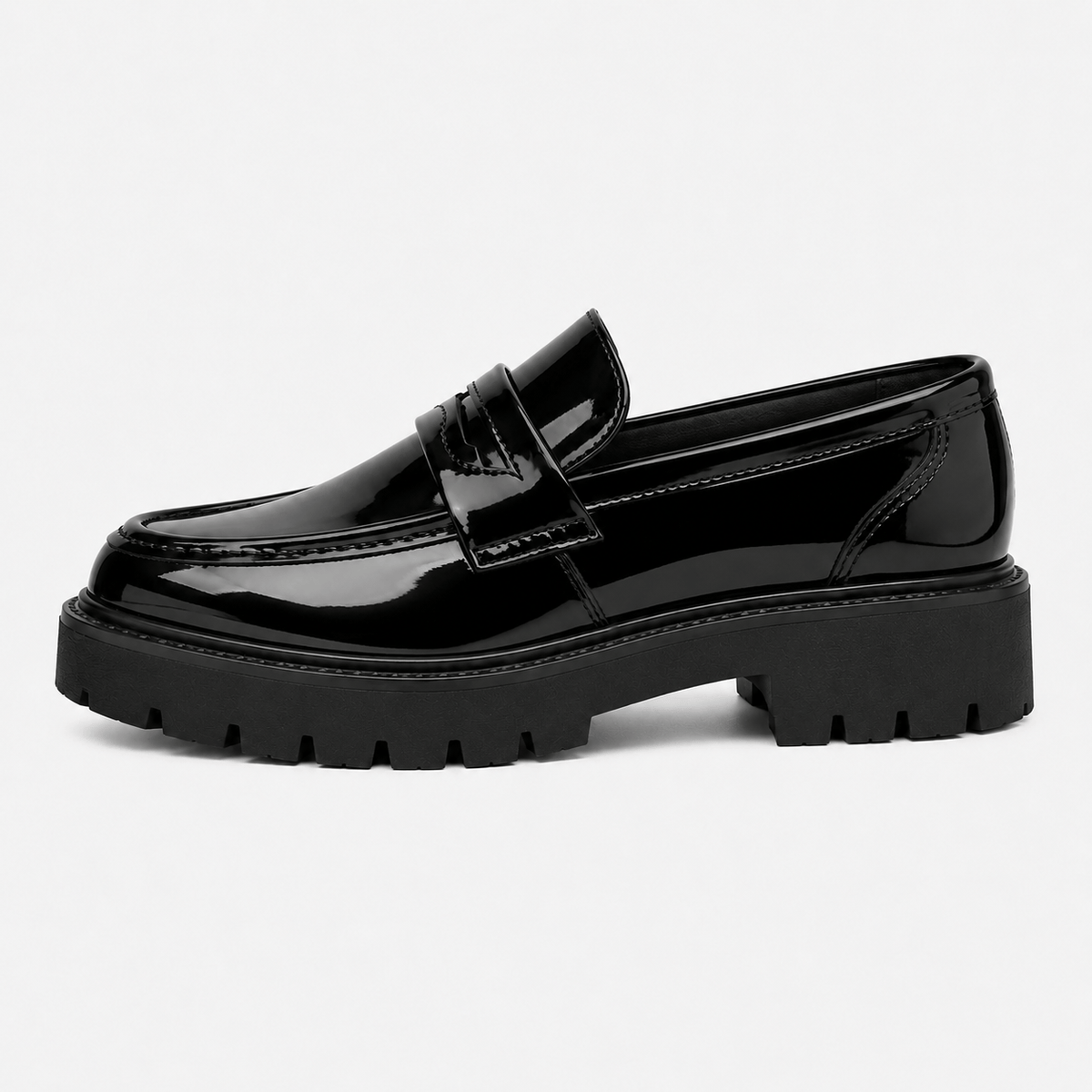 Ma boutique Mens Black Penny Loafers – Thick Sole Slip-On Formal Party Dress Shoes