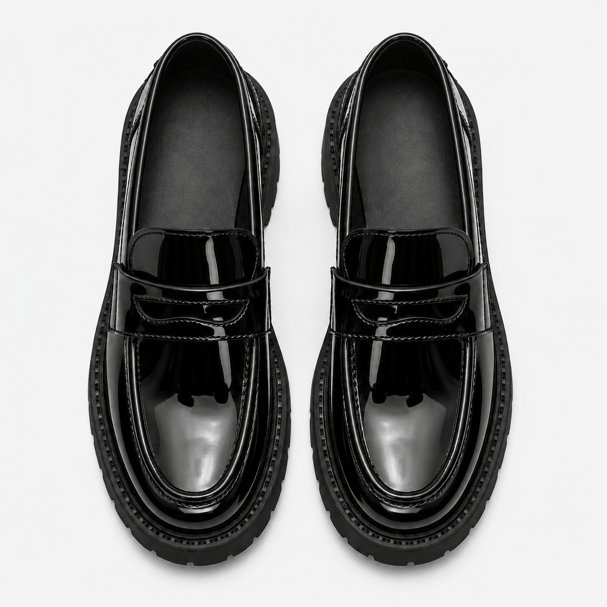 Ma boutique Mens Black Penny Loafers – Thick Sole Slip-On Formal Party Dress Shoes