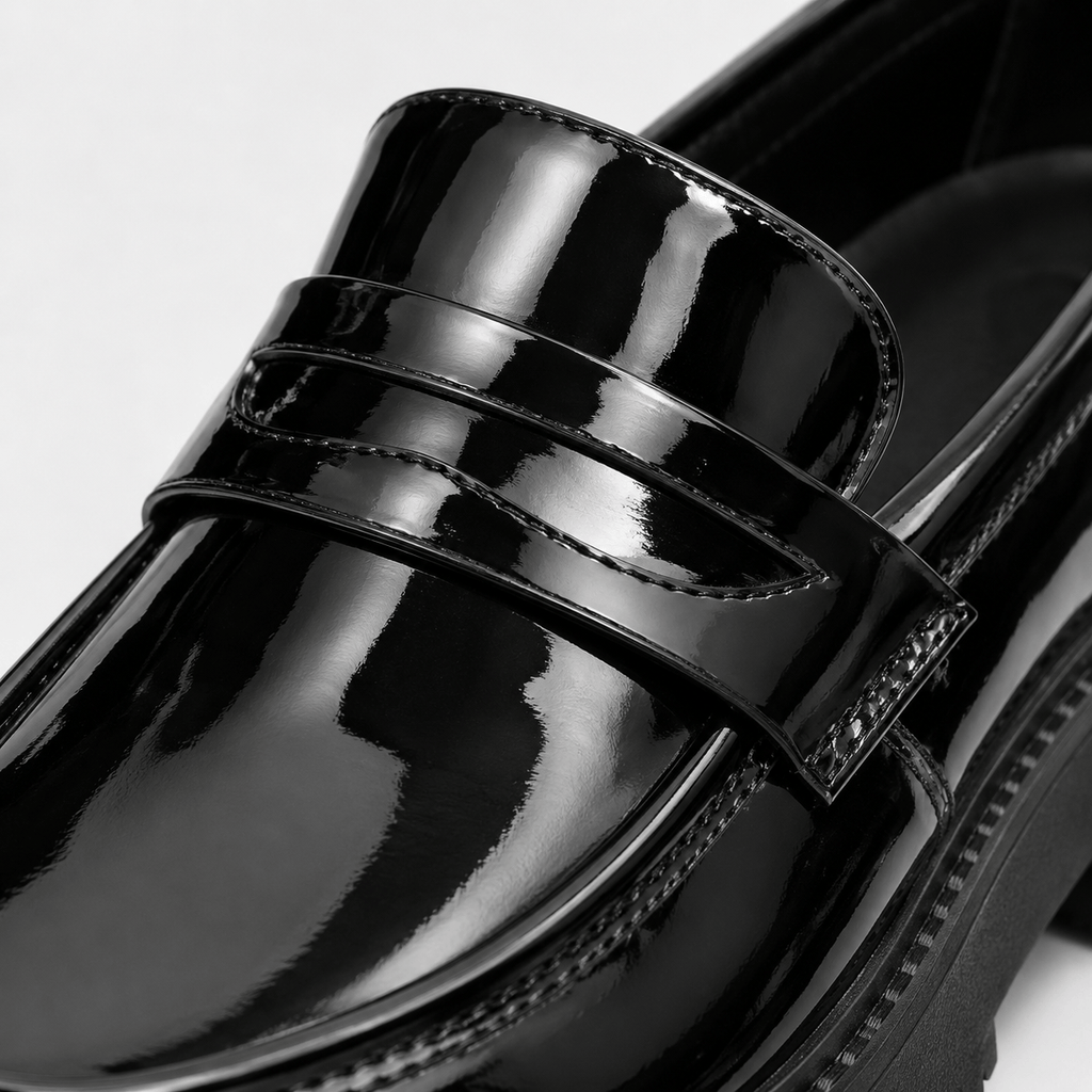 Ma boutique Mens Black Penny Loafers – Thick Sole Slip-On Formal Party Dress Shoes