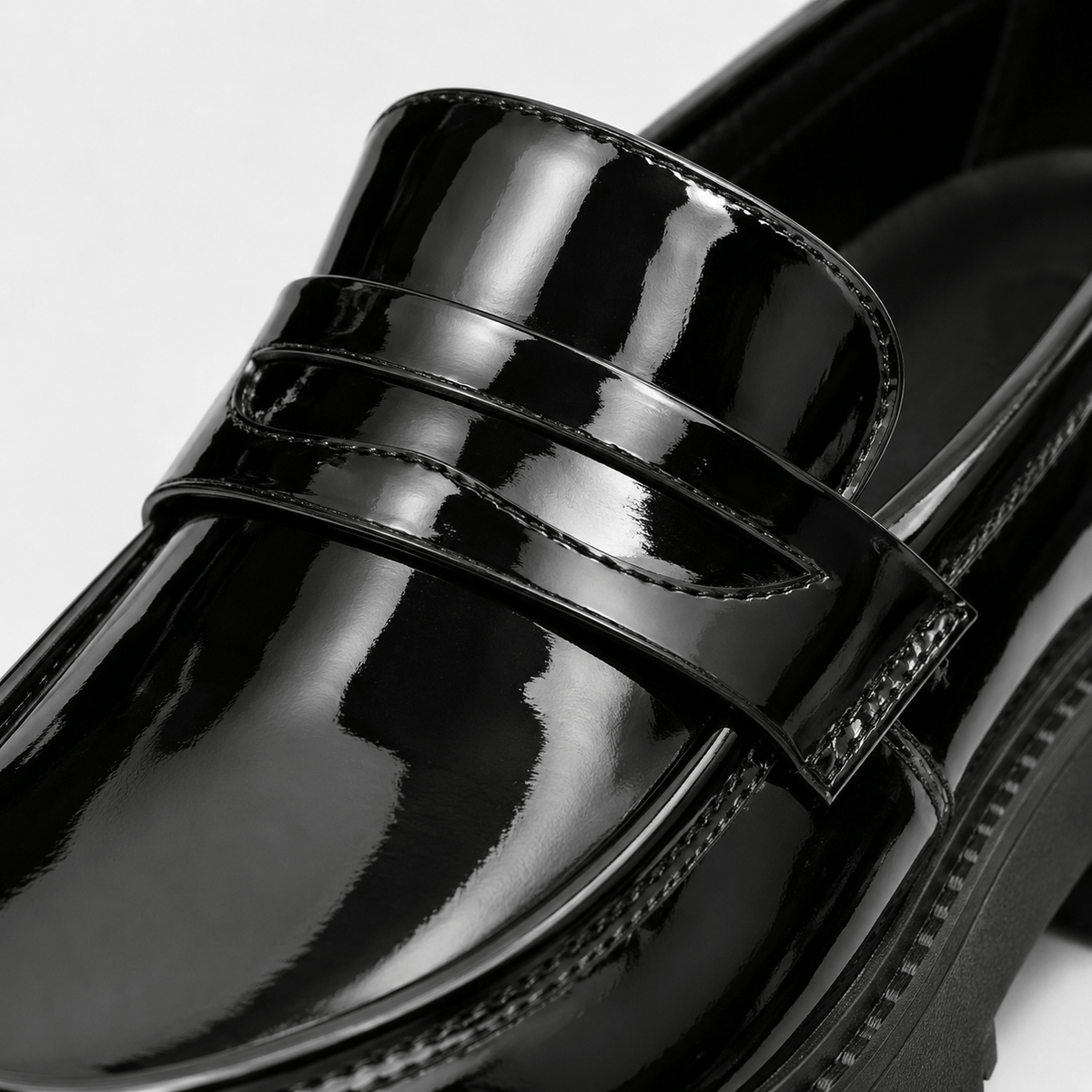 Ma boutique Mens Black Penny Loafers – Thick Sole Slip-On Formal Party Dress Shoes