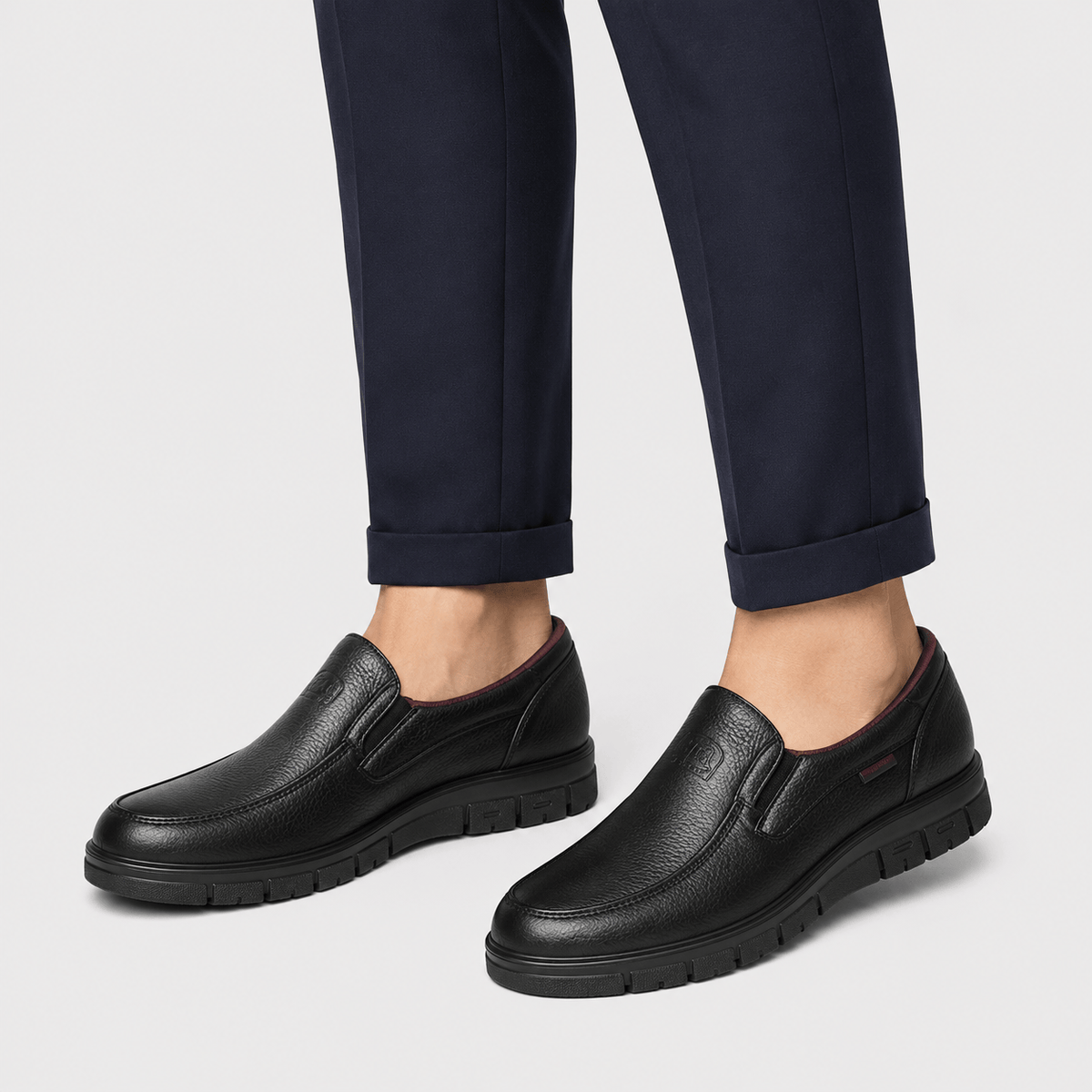 Ma boutique Mens Black Soft Sole Leather Loafers – Lightweight Casual Flat Outdoor Walking Shoes