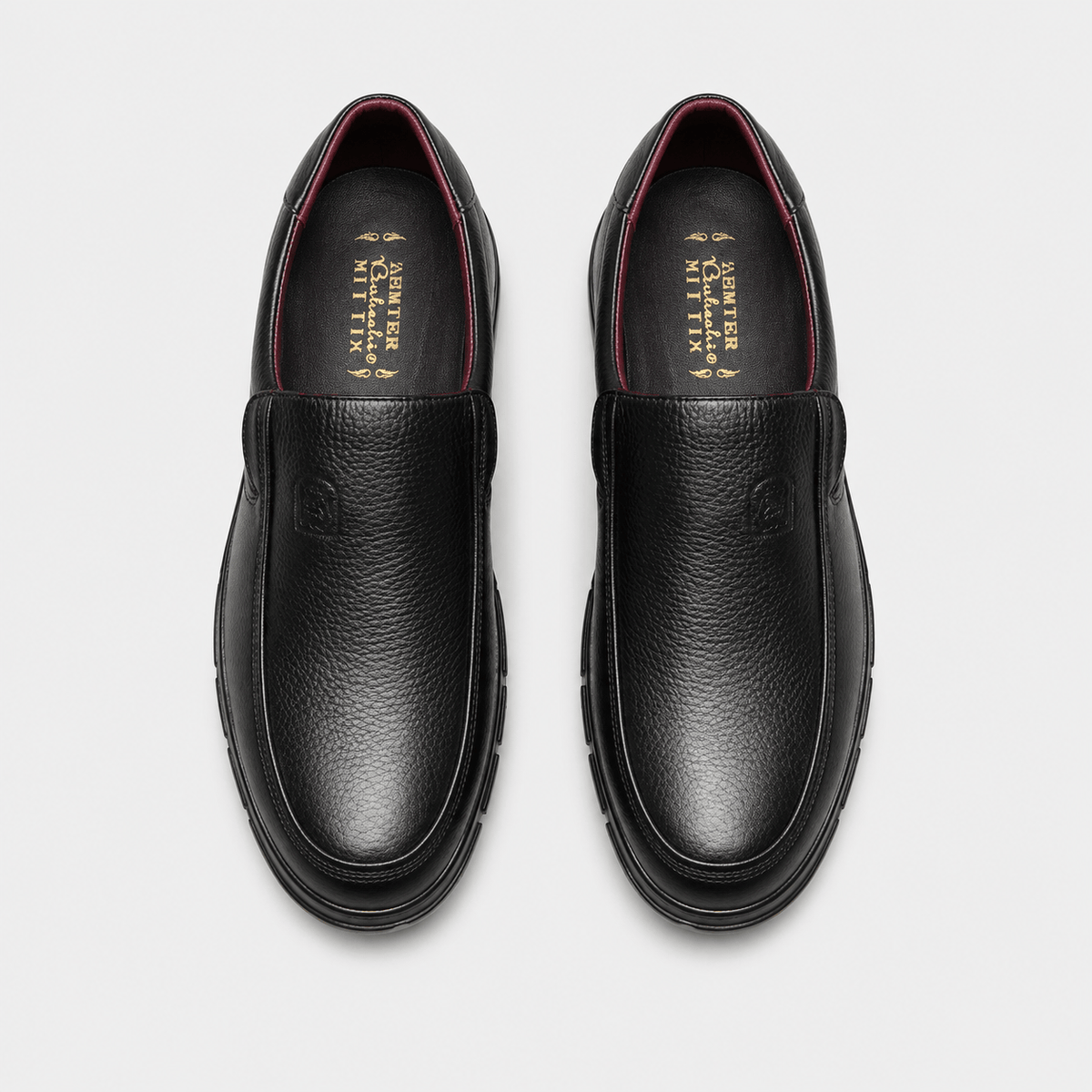 Ma boutique Mens Black Soft Sole Leather Loafers – Lightweight Casual Flat Outdoor Walking Shoes