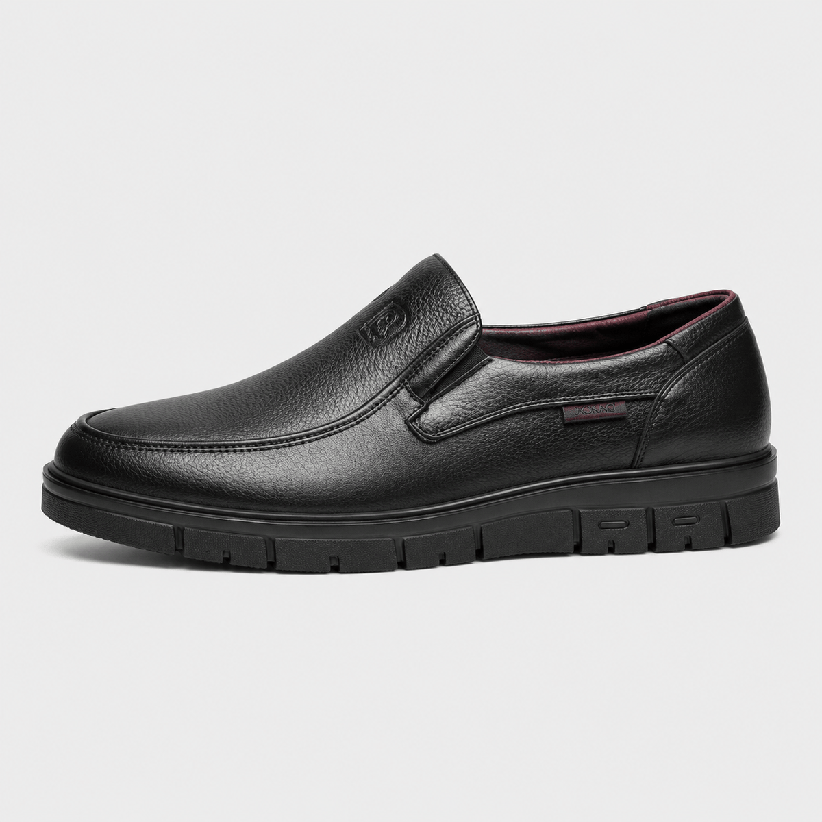 Ma boutique Mens Black Soft Sole Leather Loafers – Lightweight Casual Flat Outdoor Walking Shoes