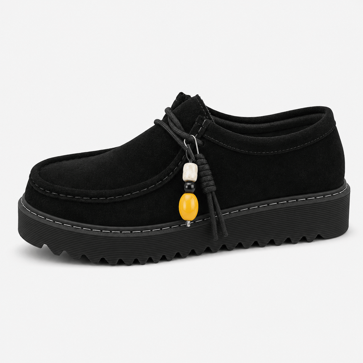 Ma boutique Mens Black Suede Leather Platform Loafers – Designer Comfortable Casual Slip-On Shoes