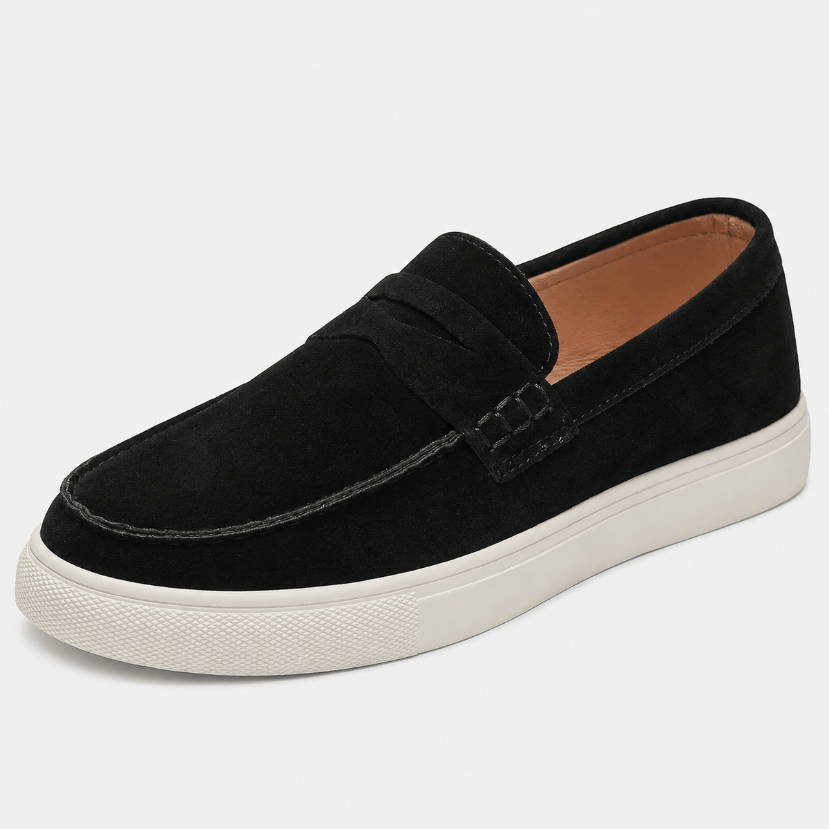 Ma boutique Mens Black Suede Platform Loafers – Breathable Comfortable Casual Walking Shoes