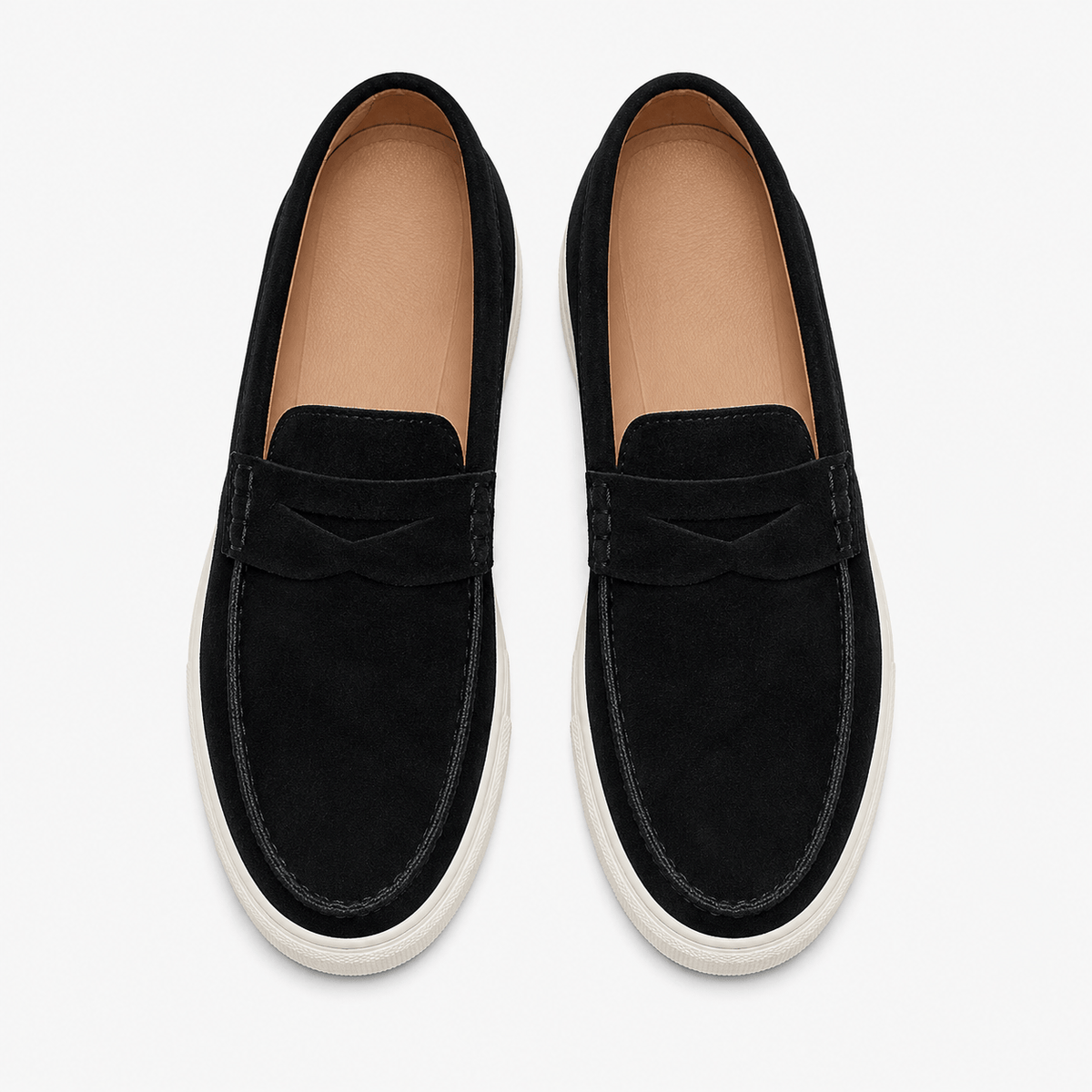 Ma boutique Mens Black Suede Platform Loafers – Breathable Comfortable Casual Walking Shoes