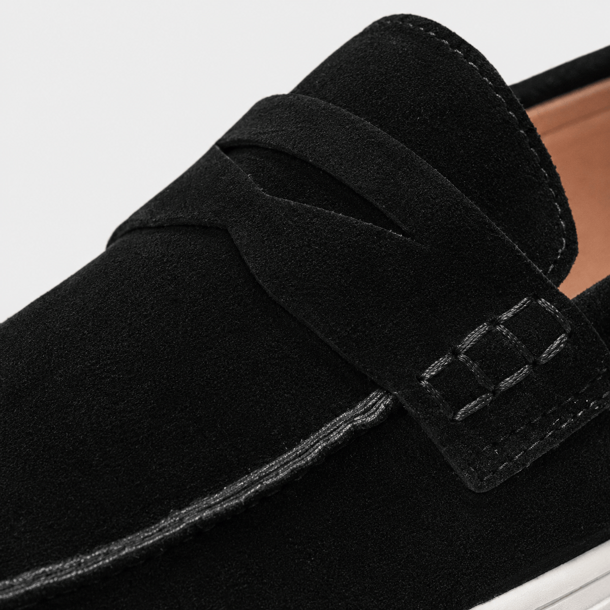 Ma boutique Mens Black Suede Platform Loafers – Breathable Comfortable Casual Walking Shoes