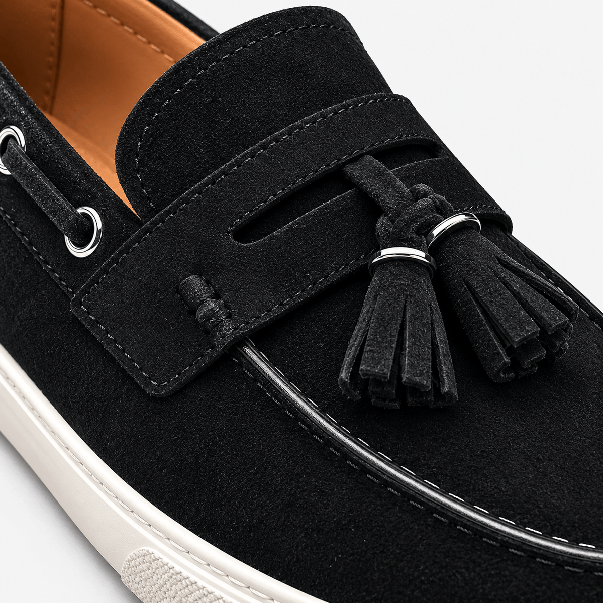 Ma boutique Mens Black Suede Platform Loafers – Handmade Casual Driving Walking Moccasin Shoes