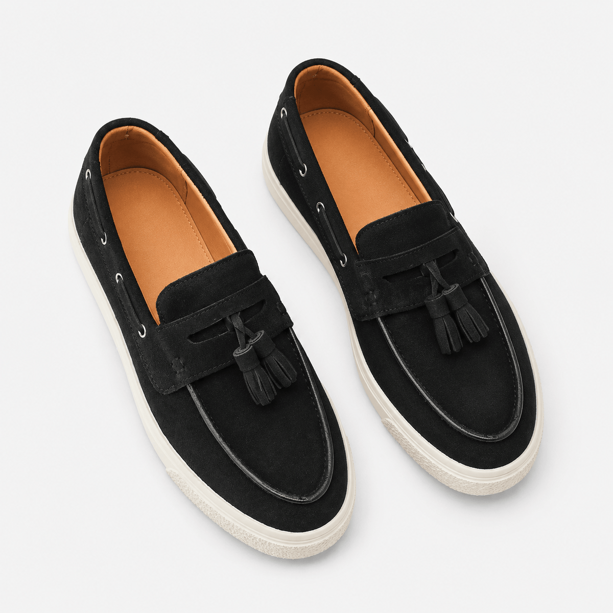 Ma boutique Mens Black Suede Platform Loafers – Handmade Casual Driving Walking Moccasin Shoes