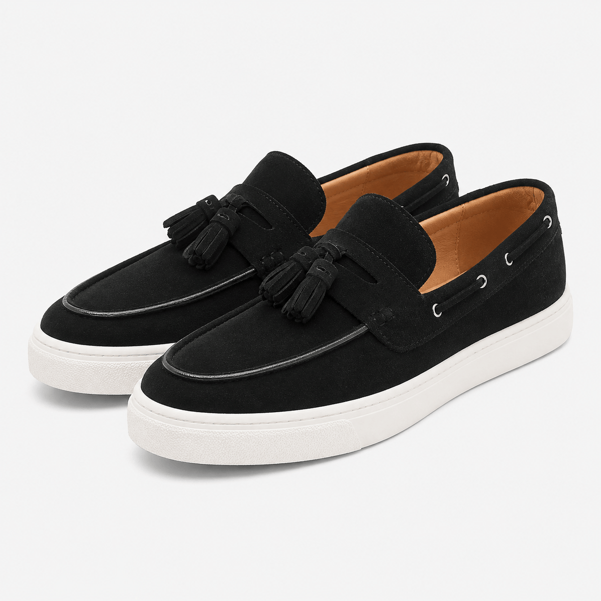 Ma boutique Mens Black Suede Platform Loafers – Handmade Casual Driving Walking Moccasin Shoes
