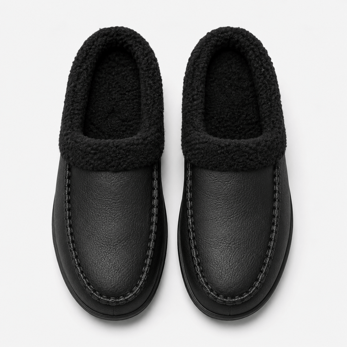 Ma boutique Mens Black Winter Plush Warm Slippers – Soft Sole Indoor Bedroom Comfort Cotton Slides