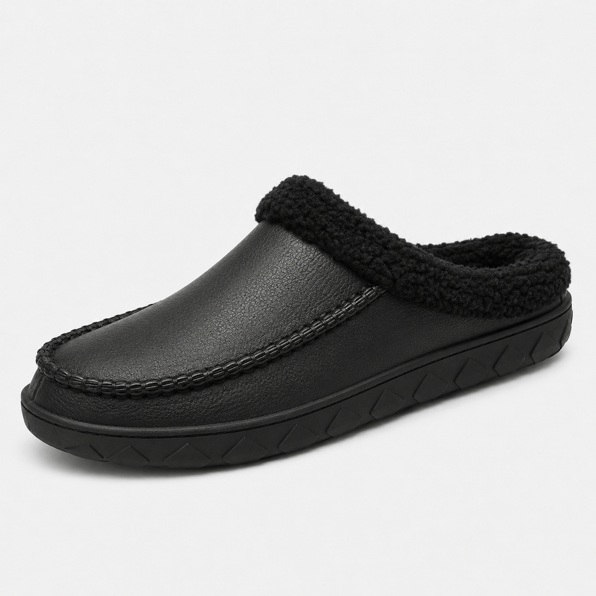 Ma boutique Mens Black Winter Plush Warm Slippers – Soft Sole Indoor Bedroom Comfort Cotton Slides