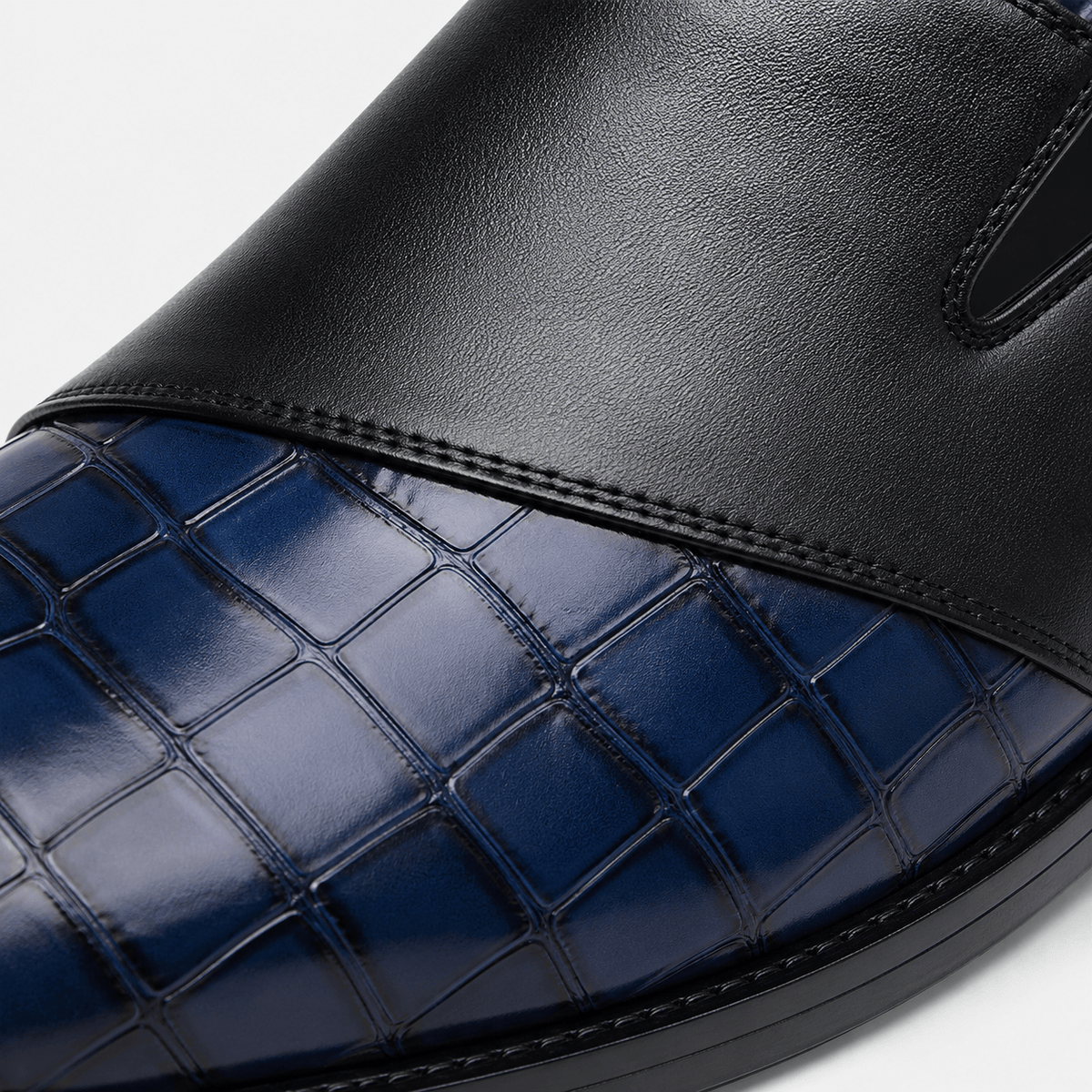 Ma boutique Mens Blue Breathable Leather Loafers – Classic Casual Dress Slip-On Shoes