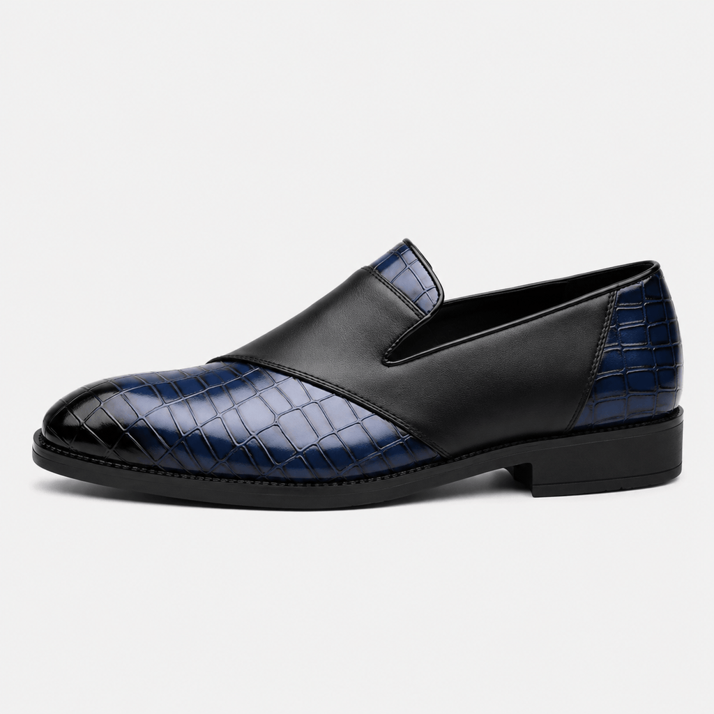 Ma boutique Mens Blue Breathable Leather Loafers – Classic Casual Dress Slip-On Shoes