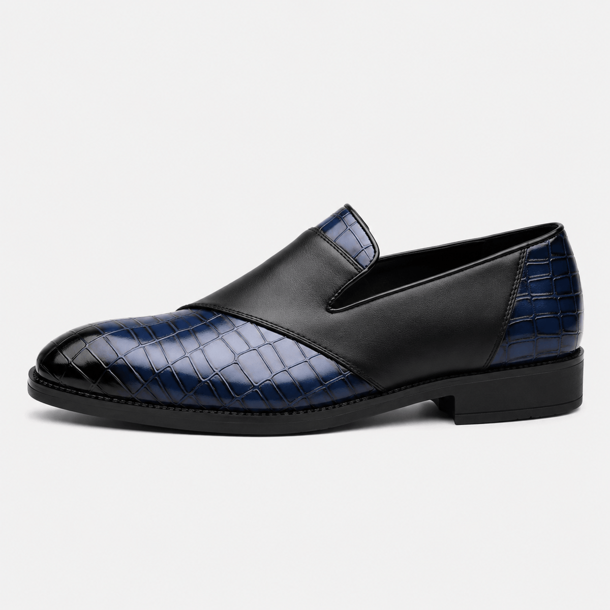 Ma boutique Mens Blue Breathable Leather Loafers – Classic Casual Dress Slip-On Shoes