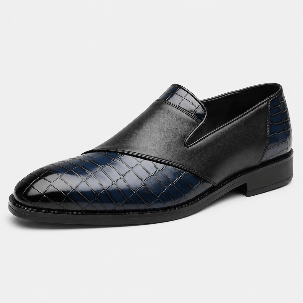 Ma boutique Mens Blue Breathable Leather Loafers – Classic Casual Dress Slip-On Shoes