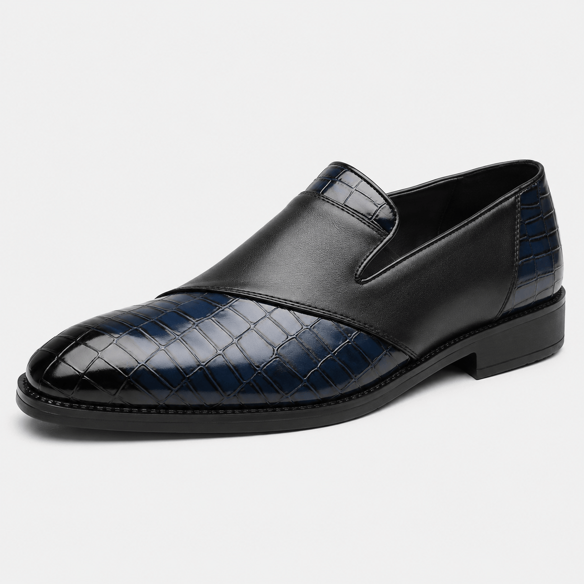 Ma boutique Mens Blue Breathable Leather Loafers – Classic Casual Dress Slip-On Shoes