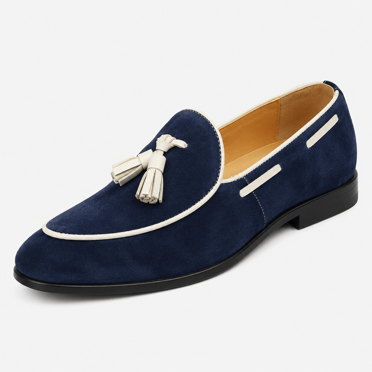 Ma boutique Mens Blue Suede Tassel Loafers – Casual Daily Office Slip-On Shoes