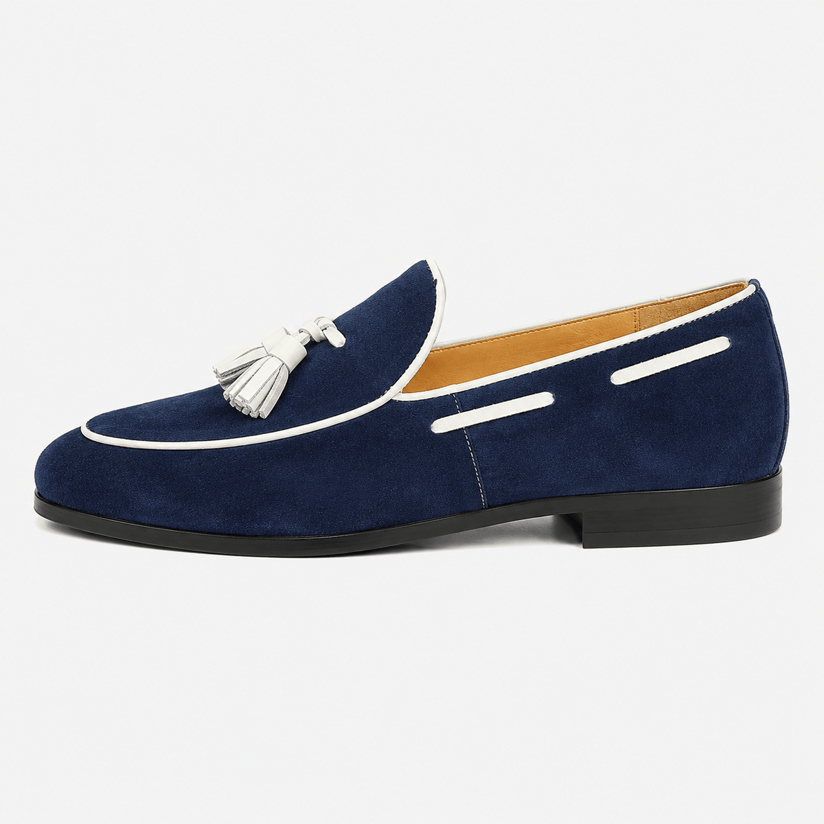 Ma boutique Mens Blue Suede Tassel Loafers – Casual Daily Office Slip-On Shoes