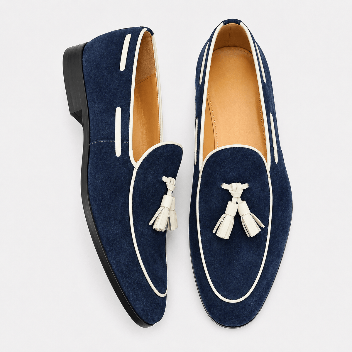 Ma boutique Mens Blue Suede Tassel Loafers – Casual Daily Office Slip-On Shoes