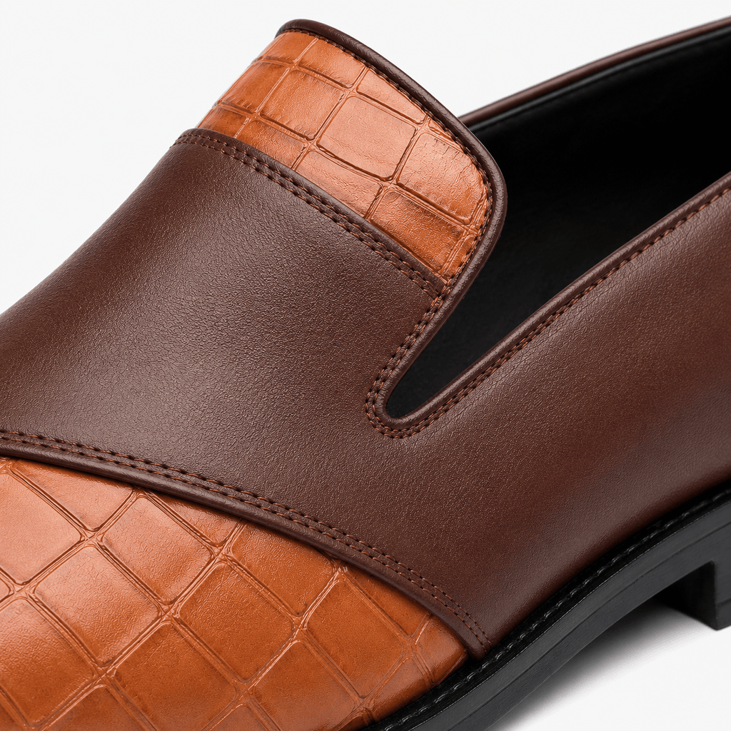 Ma boutique Mens Brown Breathable Leather Loafers – Classic Casual Dress Slip-On Shoes