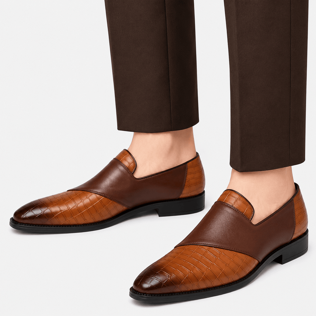 Ma boutique Mens Brown Breathable Leather Loafers – Classic Casual Dress Slip-On Shoes