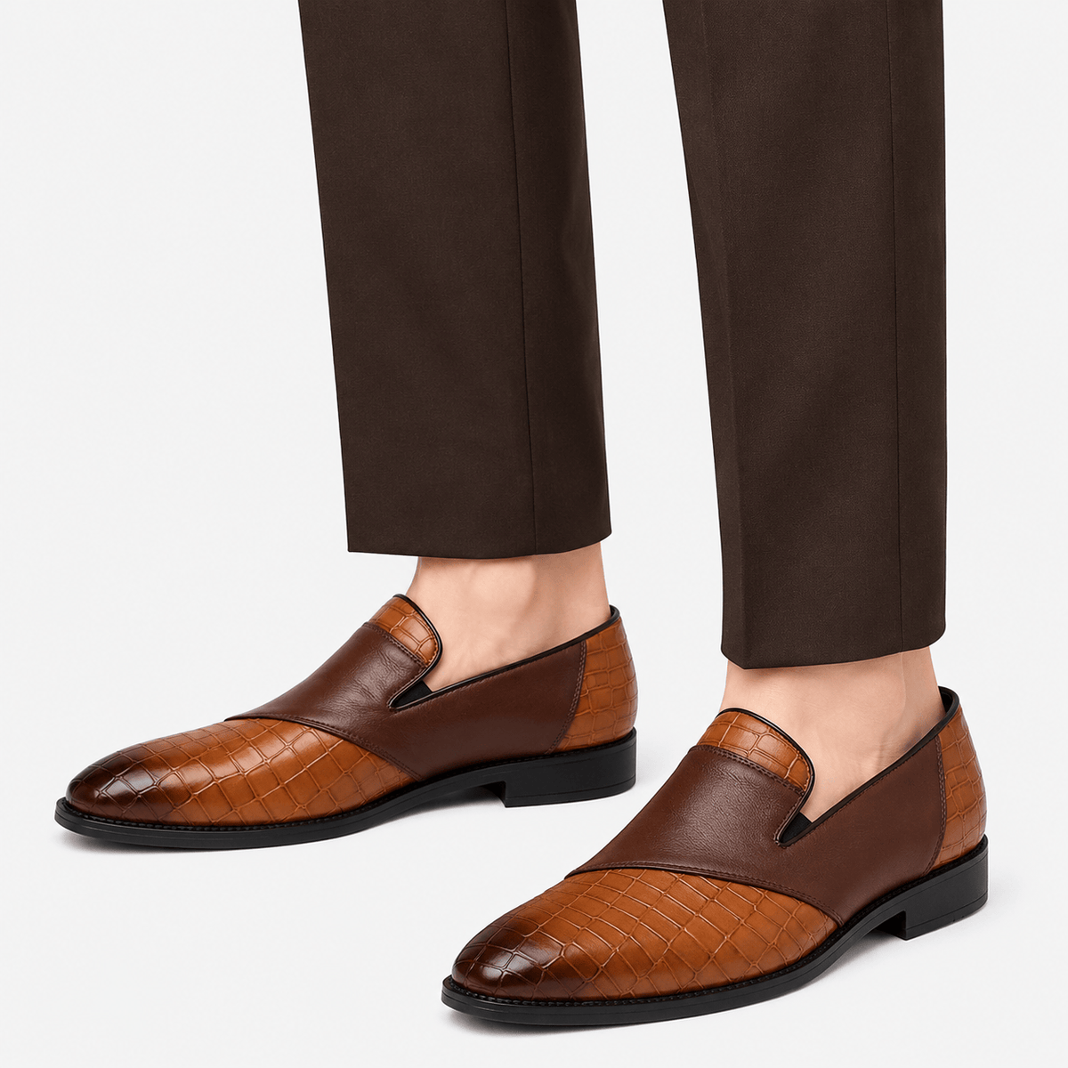 Ma boutique Mens Brown Breathable Leather Loafers – Classic Casual Dress Slip-On Shoes