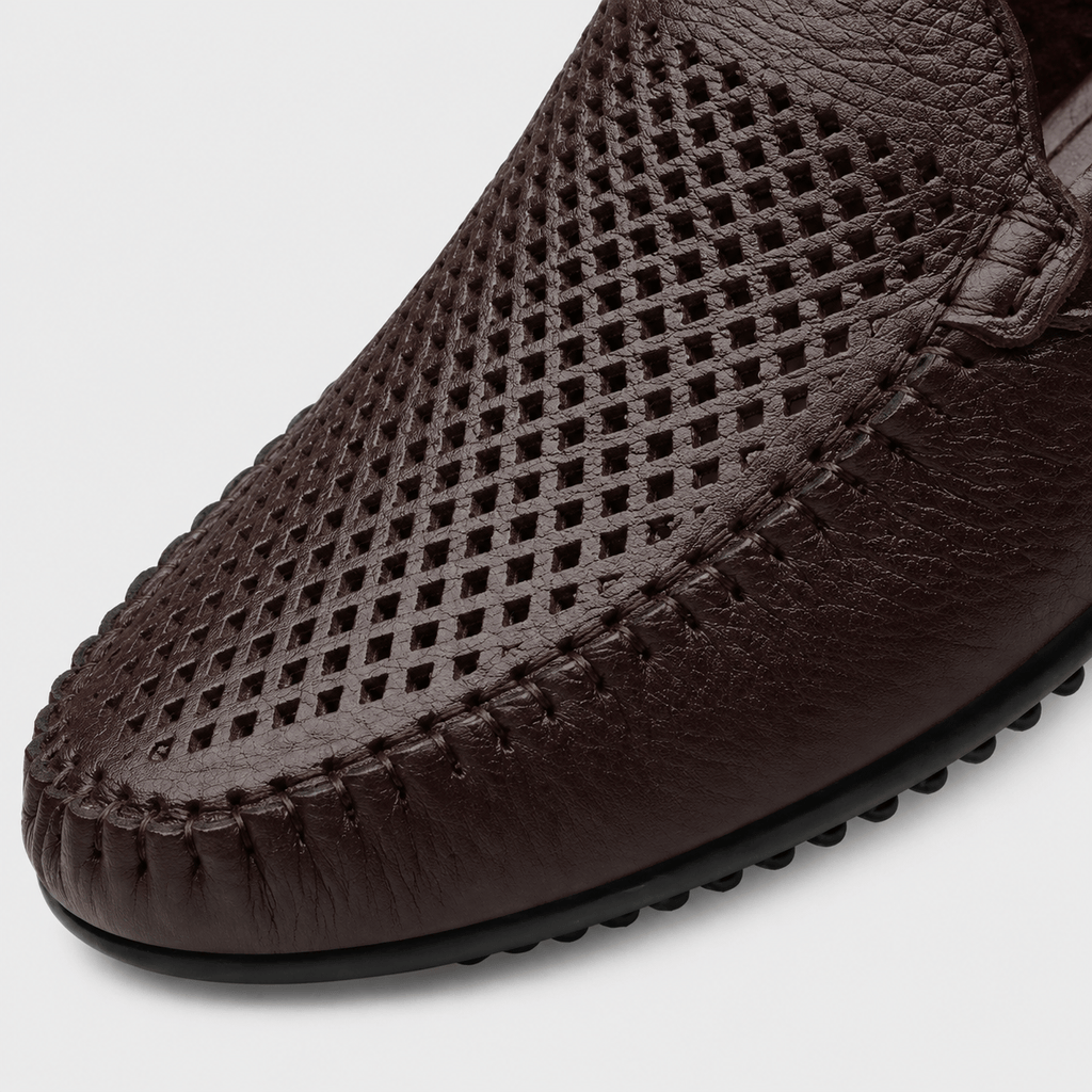 Ma boutique Mens Brown Genuine Leather Loafers – Luxury Business Formal Casual Driving Slip-On Shoes