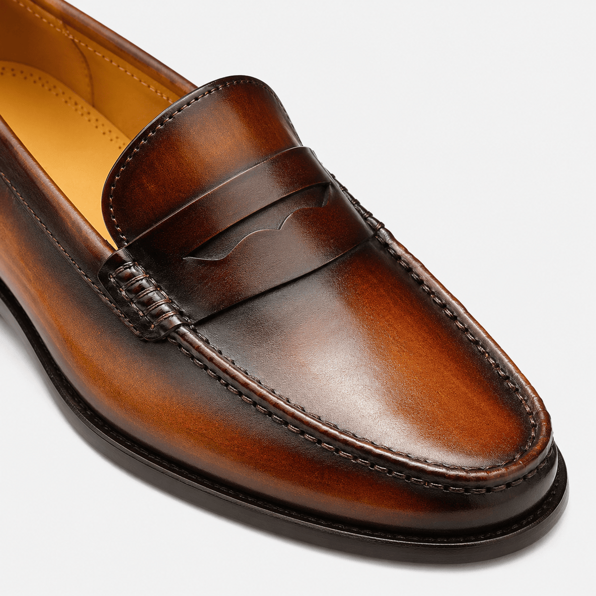 Ma boutique Mens Brown Genuine Leather Penny Loafers – Slip-On Business Dress Wedding Office Shoes