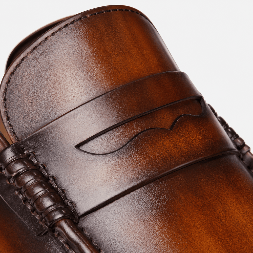Ma boutique Mens Brown Genuine Leather Penny Loafers – Slip-On Business Dress Wedding Office Shoes