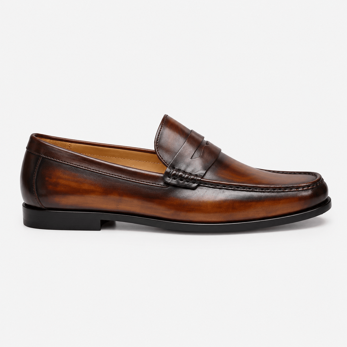 Ma boutique Mens Brown Genuine Leather Penny Loafers – Slip-On Business Dress Wedding Office Shoes