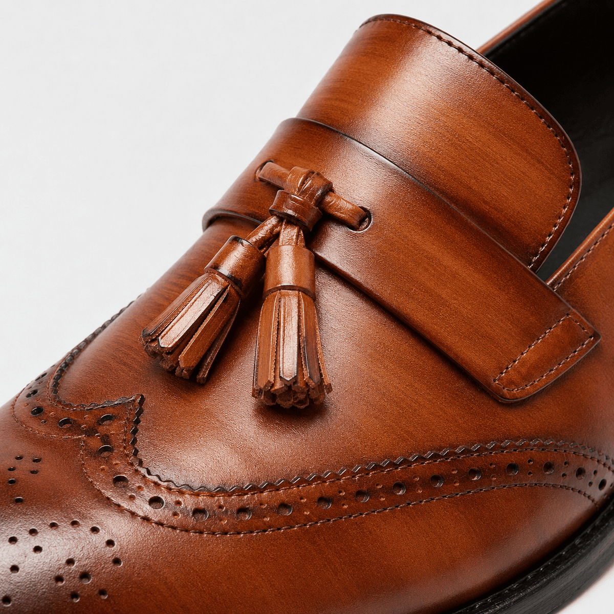 Ma boutique Mens Brown Leather Tassel Brogue Loafers – High Quality Smart Wedding Casual Shoes