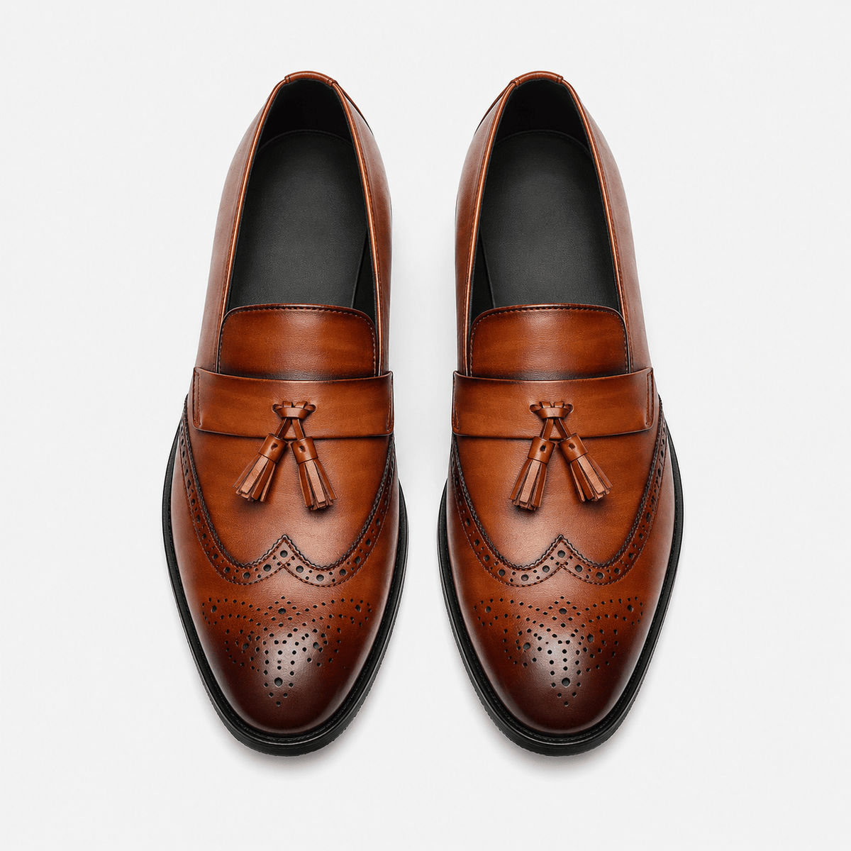 Ma boutique Mens Brown Leather Tassel Brogue Loafers – High Quality Smart Wedding Casual Shoes