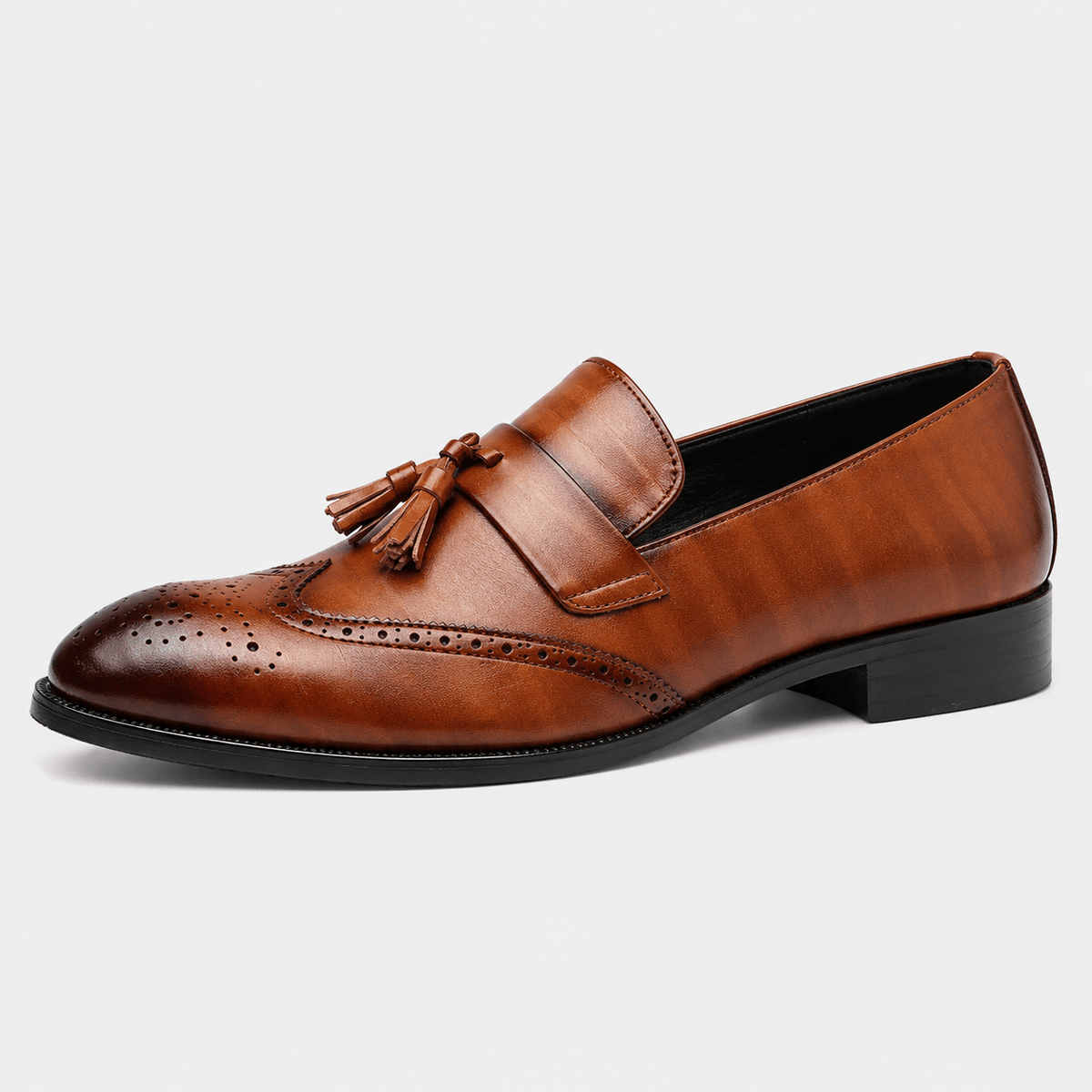 Ma boutique Mens Brown Leather Tassel Brogue Loafers – High Quality Smart Wedding Casual Shoes