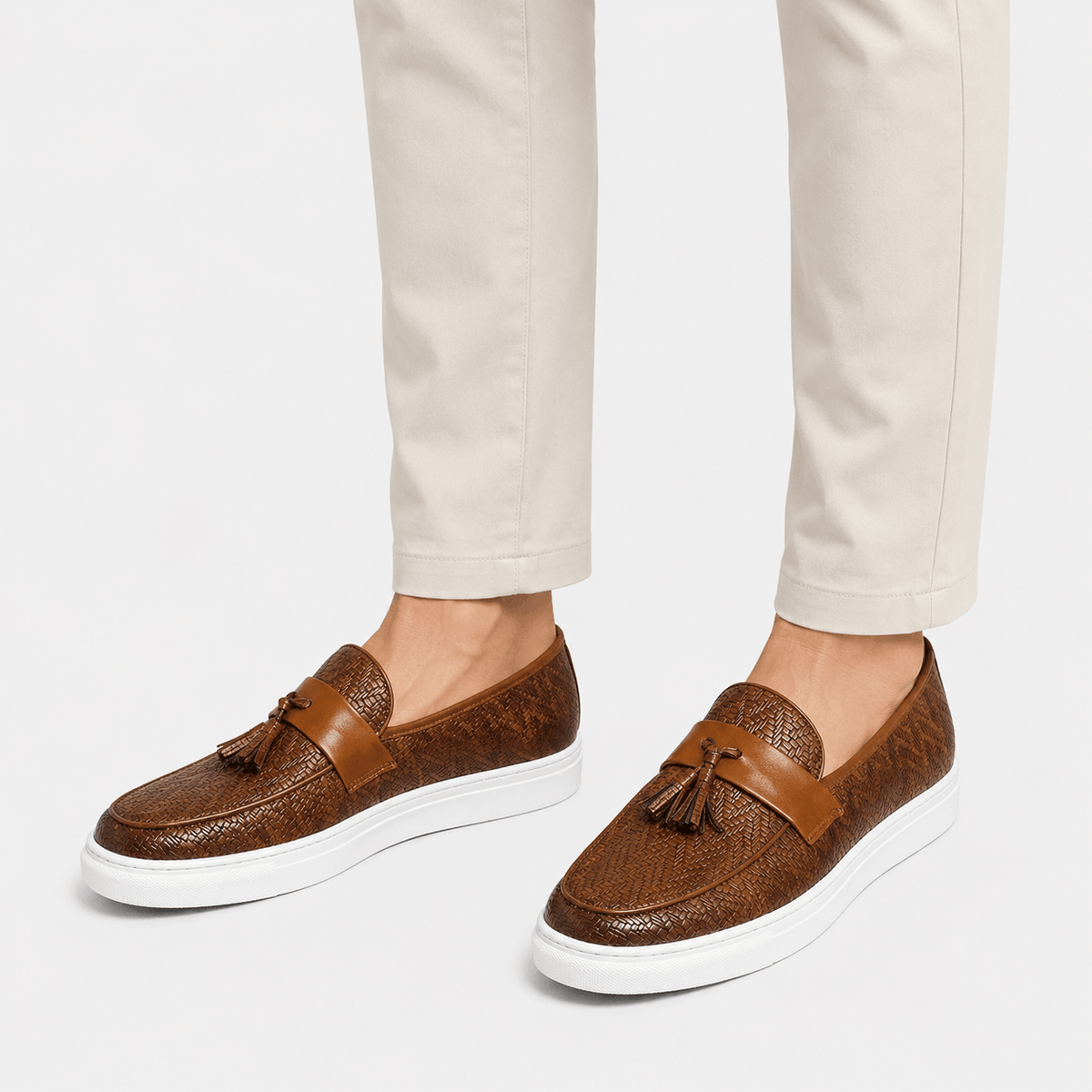 Ma boutique Mens Brown Leather Tassel Loafers – Casual Driving Flat Shoes for Party & Wedding