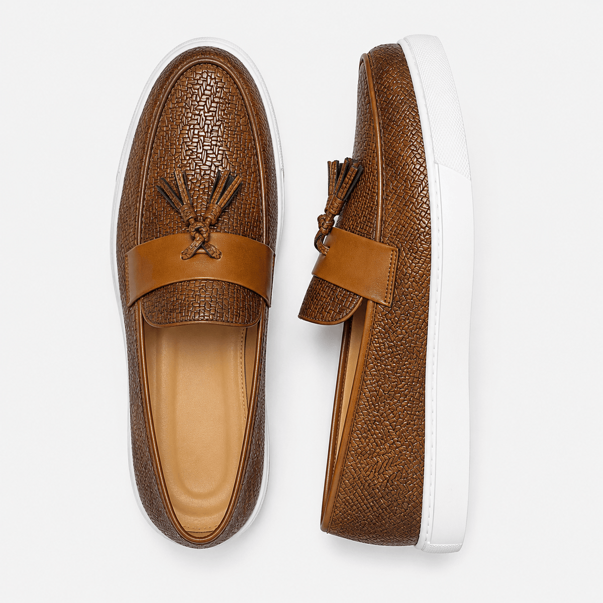 Ma boutique Mens Brown Leather Tassel Loafers – Casual Driving Flat Shoes for Party & Wedding
