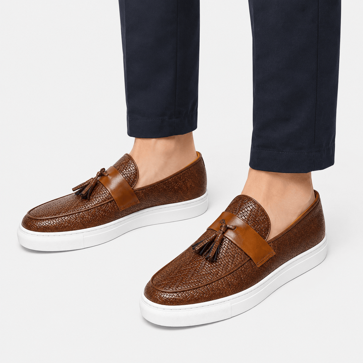 Ma boutique Mens Brown Leather Tassel Loafers – Casual Driving Flat Shoes for Party & Wedding