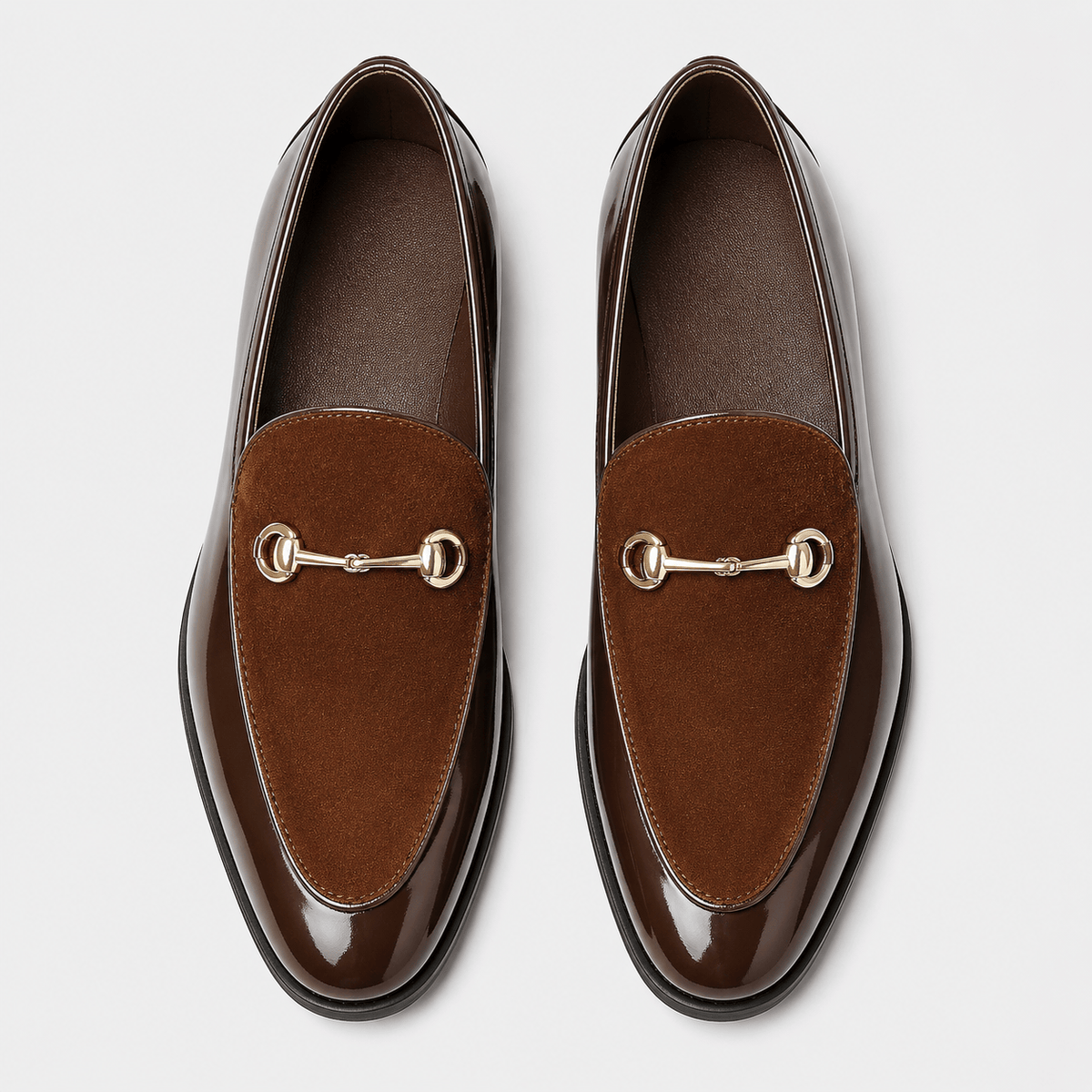 Ma boutique Mens Brown Patent Leather Loafers – Business Casual Slip-On Dress Shoes Big Size
