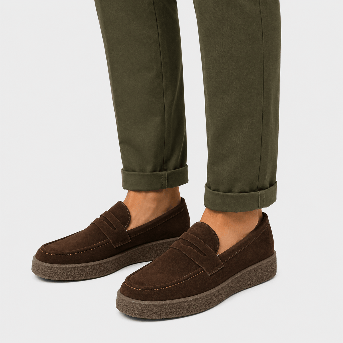 Ma boutique Mens Brown Platform Loafers – Lightweight Breathable Casual Slip-On Walking Shoes