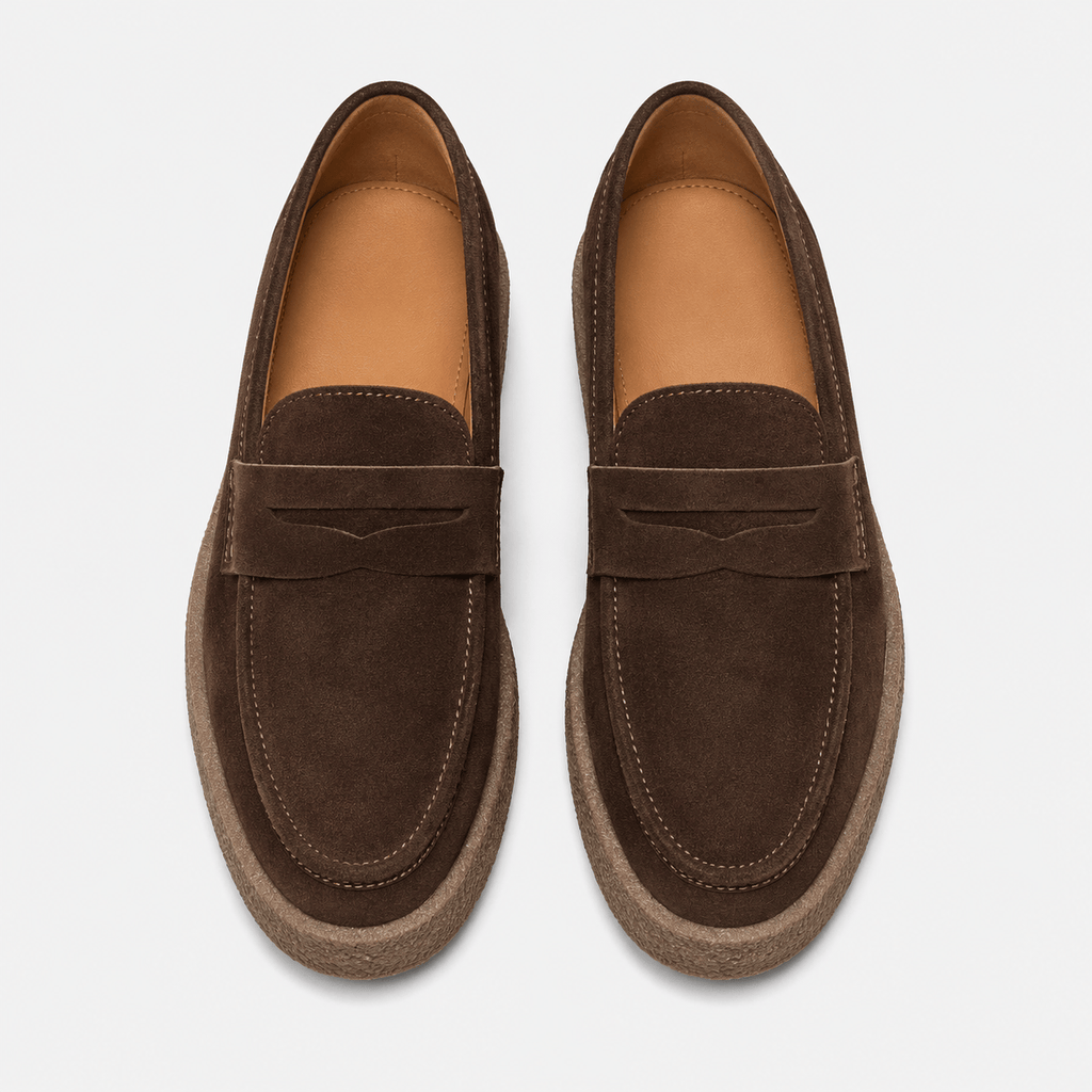 Ma boutique Mens Brown Platform Loafers – Lightweight Breathable Casual Slip-On Walking Shoes