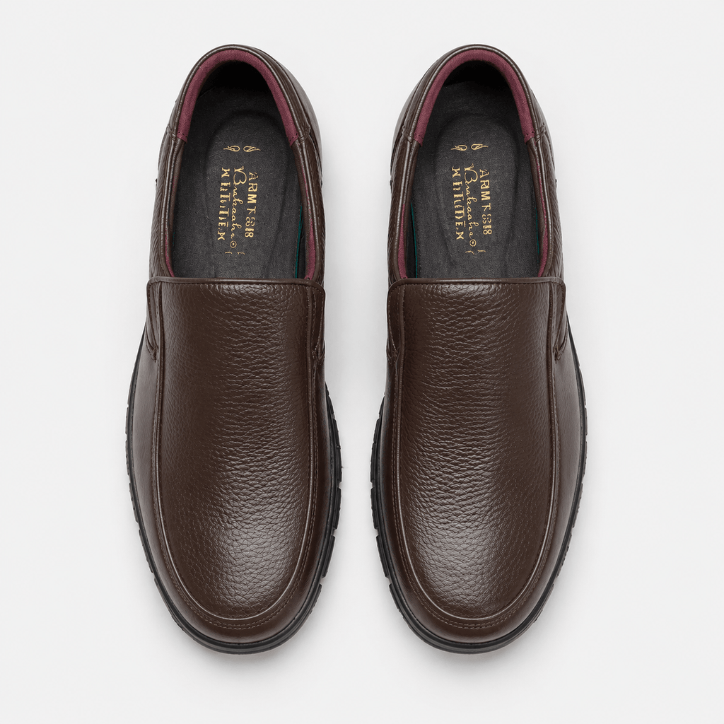 Ma boutique Mens Brown Soft Sole Leather Loafers – Lightweight Casual Flat Outdoor Walking Shoes