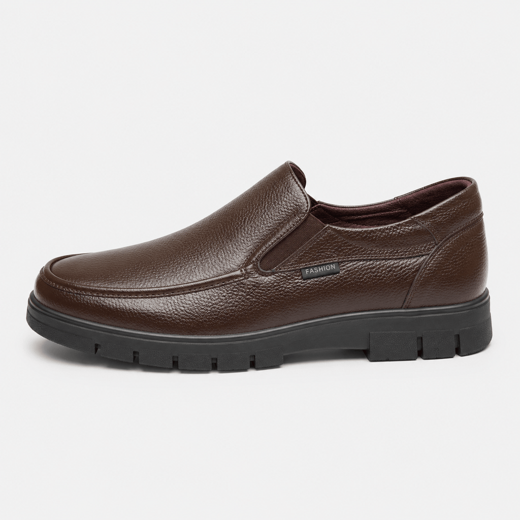 Ma boutique Mens Brown Soft Sole Leather Loafers – Lightweight Casual Flat Outdoor Walking Shoes