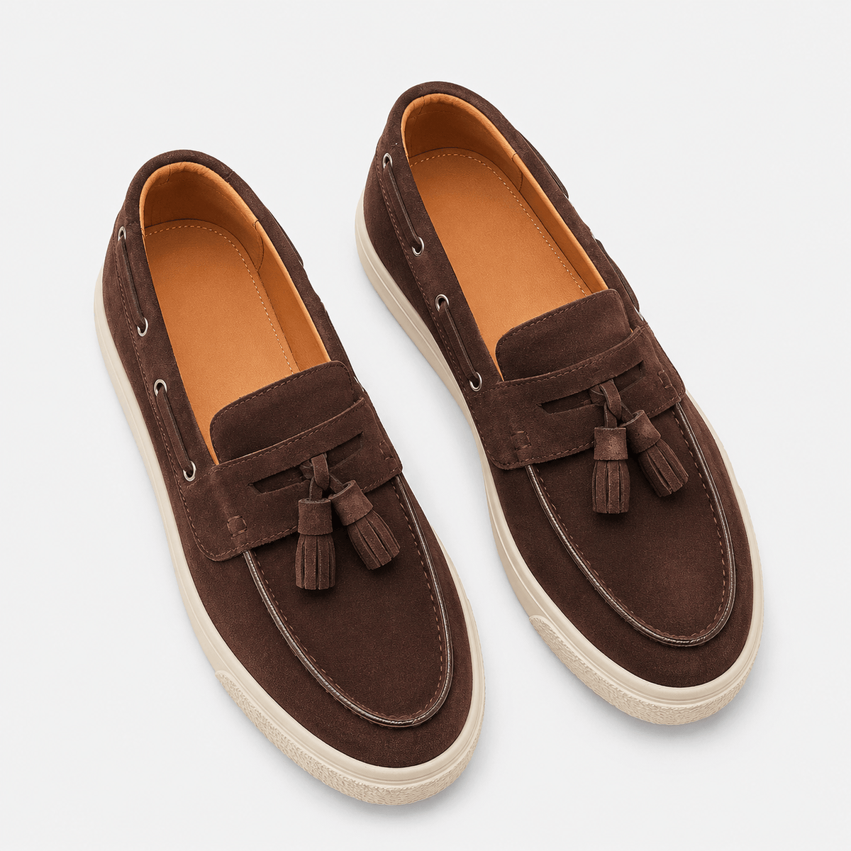 Ma boutique Mens Brown Suede Platform Loafers – Handmade Casual Driving Walking Moccasin Shoes