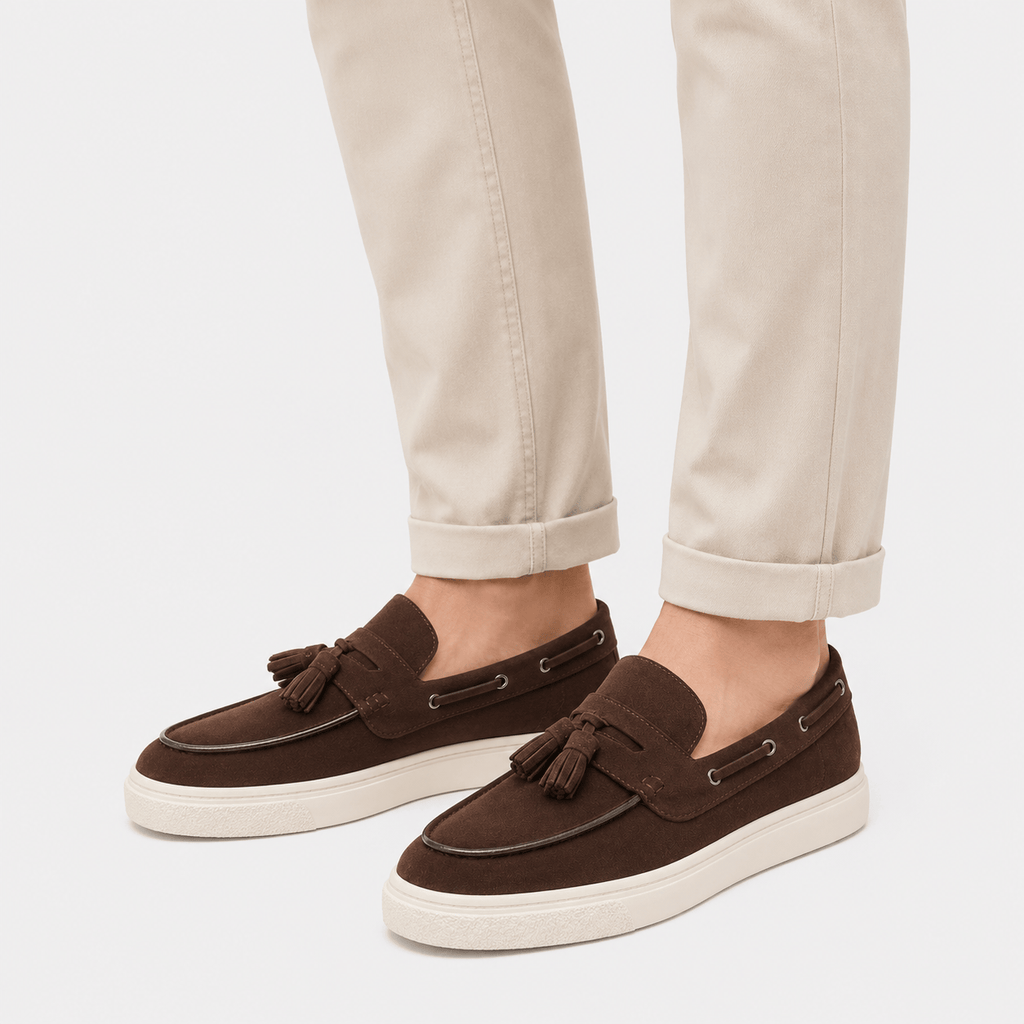 Ma boutique Mens Brown Suede Platform Loafers – Handmade Casual Driving Walking Moccasin Shoes